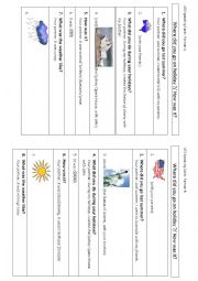 English Worksheet: Speaking about your holiday .