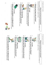 English Worksheet: speaking cards : what do you have to do at home ?