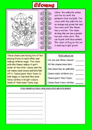 English Worksheet: Clowns