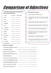 English Worksheet: Comparison of Adjectives