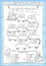 English Worksheet: * Numbers Train *