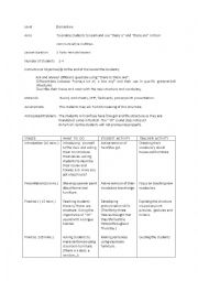 English Worksheet: Elementary Lesson Plan