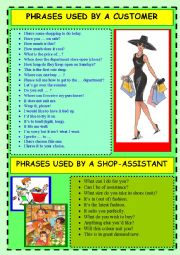 English Worksheet: Phrases used by a CUSTOMER/SHOP-ASSISTANT