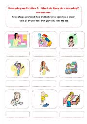 English Worksheet: EVERYDAY ACTIVITIES