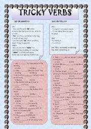 English Worksheet: tricky verbs do-make; say-tell