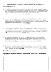 English Worksheet: descriptions of famous people - present perfect