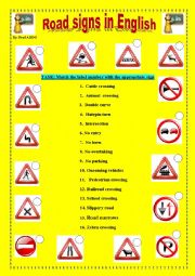 English Worksheet: Road signs