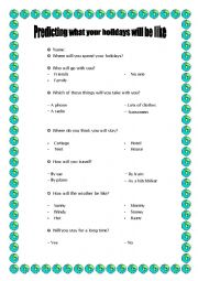 English Worksheet: Holidays Survey