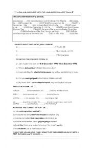 English Worksheet: SHORT REVIEW: PAST SIMPLE CONTINUOUS, CONDITIONAL 1, READING 