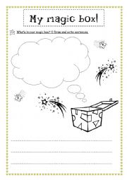 English Worksheet: My magic box - draw and write