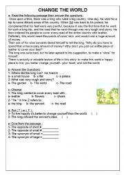 English Worksheet: change the world