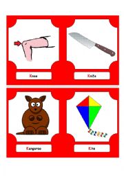 Alphabet Words - K  (flash cards)