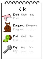 English Worksheet: Alphabet Writing Worksheet K