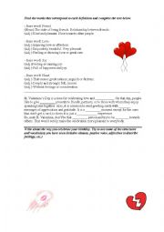 English Worksheet: St. Valentines Day - Prefixes and suffixes