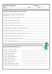 English Worksheet: Reported Speech