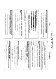 English Worksheet: Future Tenses / Times (WILL, BE GOING TO, PRESENT SIMPLE, PRESENT CONTINUOUS)