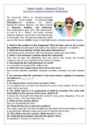 English Worksheet: Advanced Listening - PowerPuff girls Cartoon Interpretation