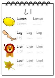 English Worksheet: Alphabet Writing Worksheet L