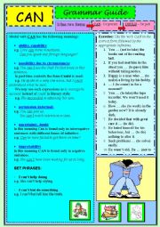 Modal verb CAN (Grammar Guide + exercise)