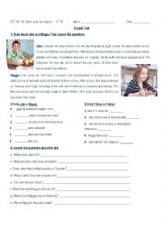 English Worksheet: Present Simple - Routine Test