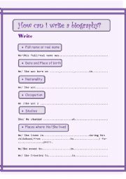 English Worksheet: How can I write a biography?