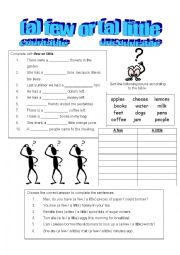 English Worksheet: A few or A little