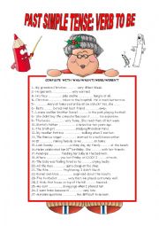 English Worksheet: PAST SIMPLE VERB TO BE