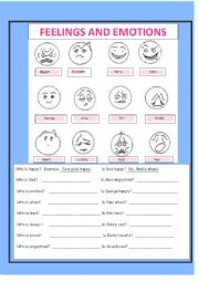 English Worksheet: Feelings and emotions