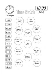 English Worksheet: Time Match
