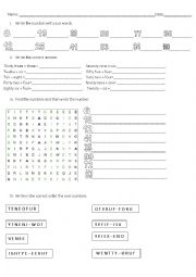 English Worksheet: numbers