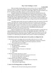 English Worksheet: Why I Chose Teaching as a Career     