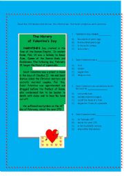 English Worksheet: Valentines day