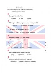 English Worksheet: Quiz about UK