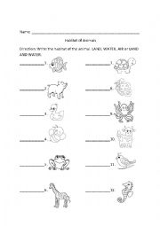 English Worksheet: habitat of animals