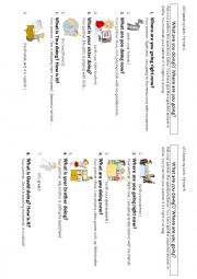 English Worksheet: speaking card  the present continuous