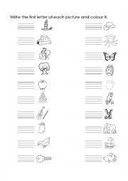 Write first letter of each picture