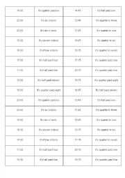 English Worksheet: TIME Domino