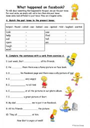English Worksheet: beginners past simple with Bart and Lisa Simpson on facebook