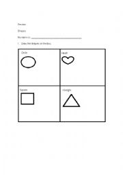 English Worksheet: Shapes Review