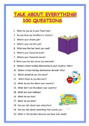 English Worksheet: TALK ABOUT EVERYTHING!