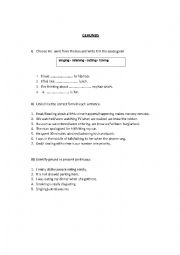 Gerunds worksheet