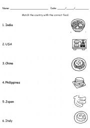 English Worksheet: Country Foods