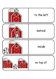English Worksheet: Where is the Cow Preposition Dominoes and Memory Cards Part 2 of 3