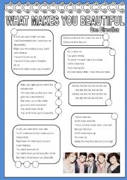 English Worksheet: What makes you beautiful - One Direction