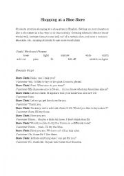 English Worksheet: Shopping at a Shoe Store (Mens Shoes)