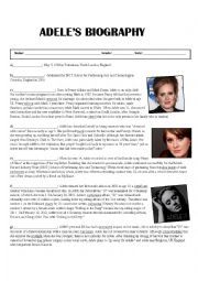 English Worksheet: Adeles Biography