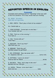 English Worksheet: Reported speech