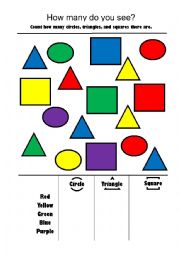 English Worksheet: Lets count 1,2,3, how many do you see?