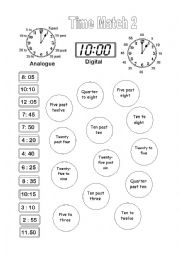 English Worksheet: Time Match 2