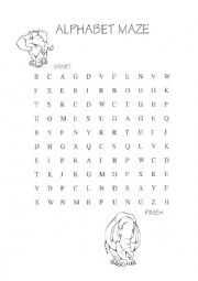 English Worksheet: Alphabet maze